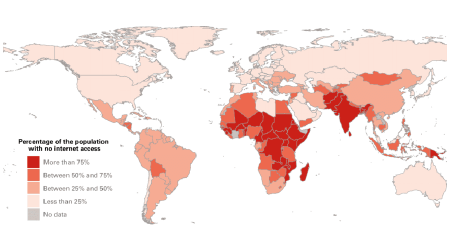 percentage of people with no internet access